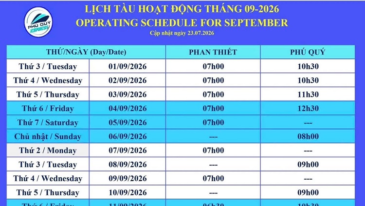 Đã có lịch tàu Phan Thiết - Phú Quý 9/2026: Đặt vé 2/9 sớm